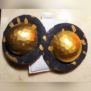 80s big bold gold circle round dome clip on earrings #90s